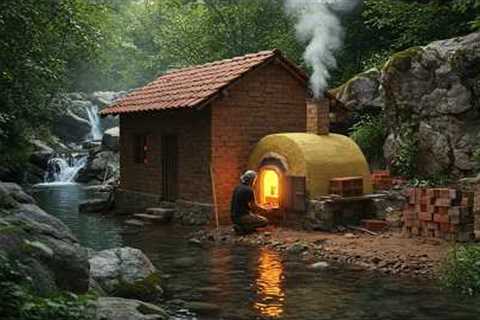 A man makes handmade bricks to build his dream house by the riverbank