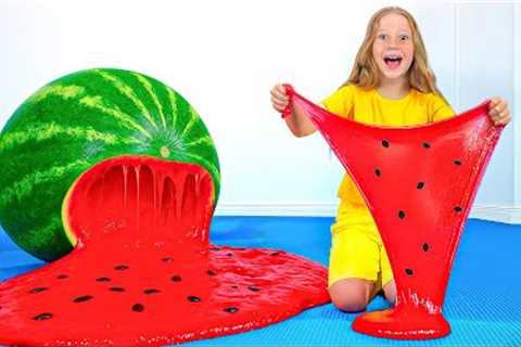 Nastya and friends make a Giant Slime at Home