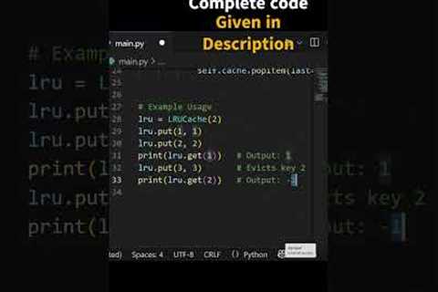 Implement LRU Cache | OrderedDict | Python Coding for Beginners #python #programming #shorts #coding