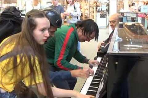 Teenage Girl Rocks The Public Piano. Dudes Gather To Watch