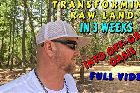 RAW LAND TO OFF-GRID RETREAT IN 30 MINUTES |tiny house homesteading off-grid cabin build DIY tractor