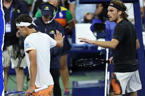 Stefanos Tsitsipas confronts opponent about underhand serve in tense US Open moment