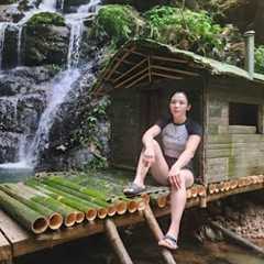Building a Bamboo House Beside a Waterfall | Jungle Survival Shelter