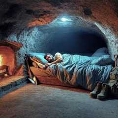 I built a Bushcraft underground survival shelter, heated bed system, rat pizza