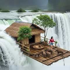 200 Days Survival Alone and Build a Floating Bamboo House, Bushcraft Shelter