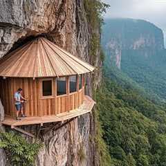 95 days solo survival & Bushcraft,Build a survival shelter on a cliff in the rainforest