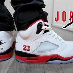 JORDAN 5 FIRE RED BLACK TONGUE REVIEW & ON FEET