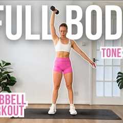 20MIN FULL BODY DUMBBELL WORKOUT - No Repeats - Warm up & Cool down