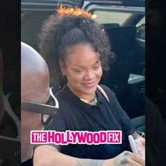 Pregnant Rihanna Signs Autographs For Fans That Chased Her Down On A Scooter In Los Angeles, CA