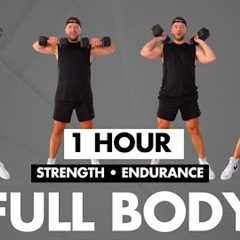 1 Hour Full Body Dumbbell Workout | Strength Training at Home