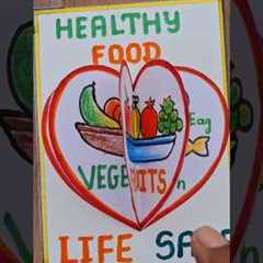 Healthy Food and Unhealthy Food Project Drawing #shorts #youtubeshorts #short #video