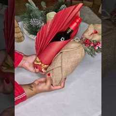 How To Wrap A Bottle Of Wine For Christmas #christmas #wrapping #wrappinggifts #shorts