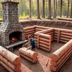 Man Builds Secret 2-Room Underground Log Cabin | 1-Year Timelapse by @bushcraftua1