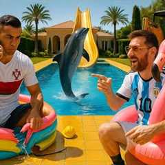 Messi Trolls Ronaldo’s Small Pool 😂 | Neymar Builds Huge Pool with Sharks