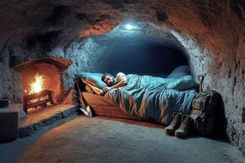 I built a Bushcraft underground survival shelter, heated bed system, rat pizza