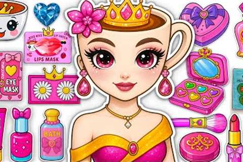 🎀Paper DIY🎀 Princess BALLERINA CAPPUCCINA Skincare + Makeup + Dress up 💄👑 ASMR Unboxing | Hana..