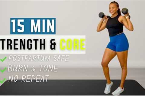 15-Min Full Body Dumbbell Workout at Home | Strength Training &amp; Deep Core