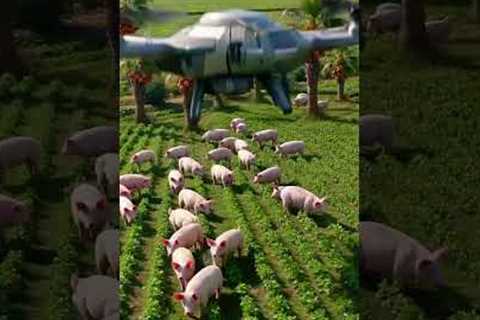Futuristic Drone Captures Pigs with a High-Tech Net | Smart Farming Technology