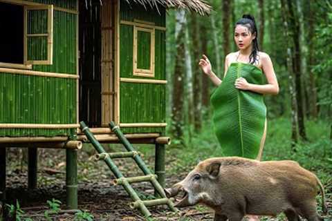 48 Hours of Rainforest Shelter Building – Bamboo House, Survival Skills &amp; Wild Boar Traps