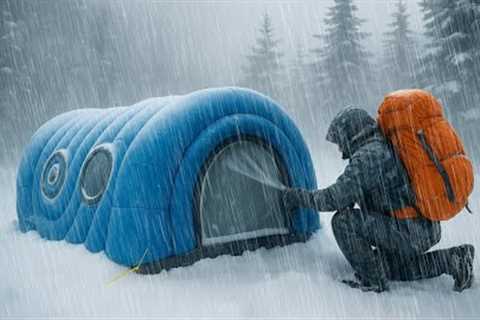 CAMPING IN HEAVY RAIN WITH THE CRAZIEST THUNDER // struggling to build a shelter in heavy rain
