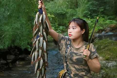 How to make a fish gun, catch stream fish, survival skills, wild survival alone