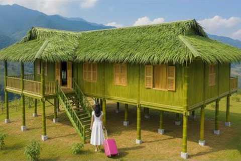 Building a Big Bamboo House in the Forest | A Young Girl's Journey to Build a New Life