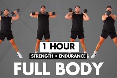 1 Hour Full Body Dumbbell Workout | Strength Training at Home