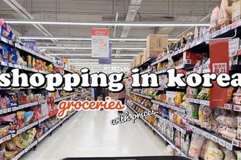 shopping in korea vlog 🇰🇷 supermarket food haul with prices 🍗 cooking &amp; snacks unboxing