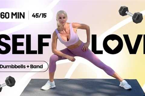 60 Min Self Love Full Body Workout | Dumbbells &amp; Resistance Band | Strength &amp; Tone at Home