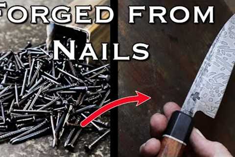 Forging a Petty Knife from Masonry Nails | Canister Damascus Build