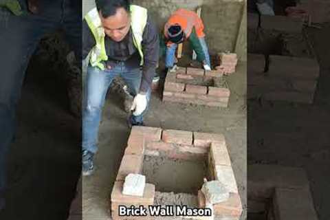 Brick Layer Mason Work Video.Stretcher bond skill training #video .#brick #wall #mason ✅🏠️