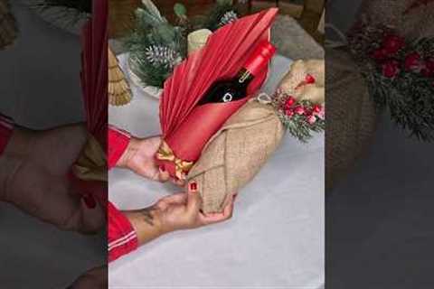 How To Wrap A Bottle Of Wine For Christmas #christmas #wrapping #wrappinggifts #shorts