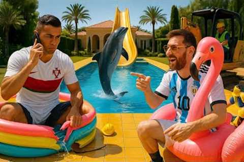 Messi Trolls Ronaldo’s Small Pool 😂 | Neymar Builds Huge Pool with Sharks