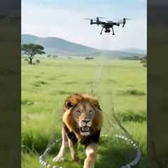 Military Drone Test: AI-Powered Net Capture of Wild Lion🔥🔥🔥#drone #military #wildlife