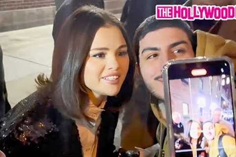 Selena Gomez Stops To Take Pics With Fans While Leaving 'The Stephen Colbert Show' In New York, NY