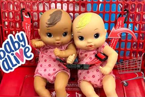 BABY ALIVE newborn girls Morning routine ☀️ shopping at Target 🛒