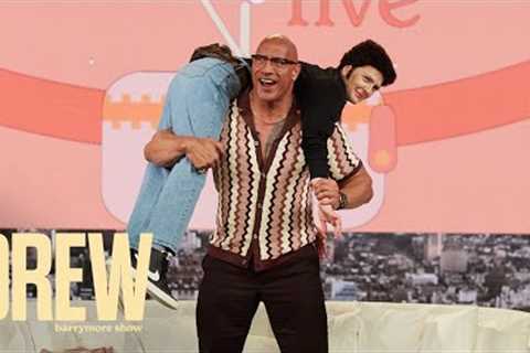 Dwayne The Rock Johnson Squats Drew Barrymore on His Back! | The Drew Barrymore Show
