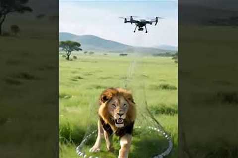 Military Drone Test: AI-Powered Net Capture of Wild Lion🔥🔥🔥#drone #military #wildlife