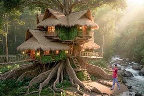 8 Days Building a Hidden Bamboo House - Jungle Survival Skills