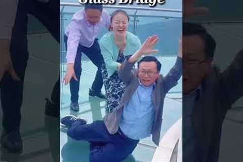 Afraid of glass bridge🤣#afraid #glass #glassbridge #prank #funny #funnyvideos