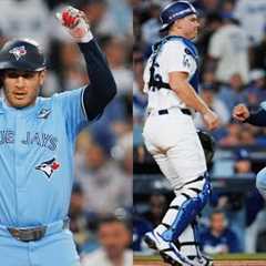 Daulton Varsho scores the third run of World Series Game 5 for the Blue Jays 🏃