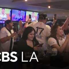 Fans react to the Dodgers winning the World Series in Game 7
