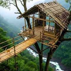 200 Days Survival Alone - CEO leaves City to Forest and build A Bamboo Tree House for Shelter