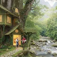 Survival Skills in the Forest Building a Tree House with Bamboo - Meeting the Forest People