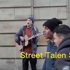 Street Show -Street Performer singing and playing guitar - Amazing performance