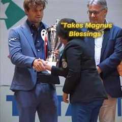 Magnus Carlsen’s Proud Reaction to Dristy’s Gesture ☺️ #magnuscarlsen #respect #chess #ytshorts