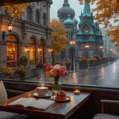 Reduce Stress With Beautiful Rainy Autumn Cafe Space 🍂 Smooth Jazz Music For Study