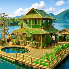 365 Days Building a Massive Floating Bamboo House with a Pool on the River Using Primitive Tools