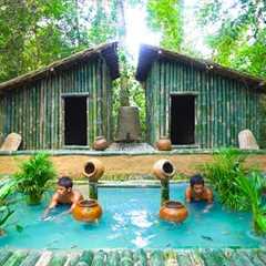 Build The Most Beautiful Bamboo Villa Swimming Pool by Ancient Skills