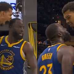 Victor Wembanyama dunks on Draymond then yells in his face and they have words 😳